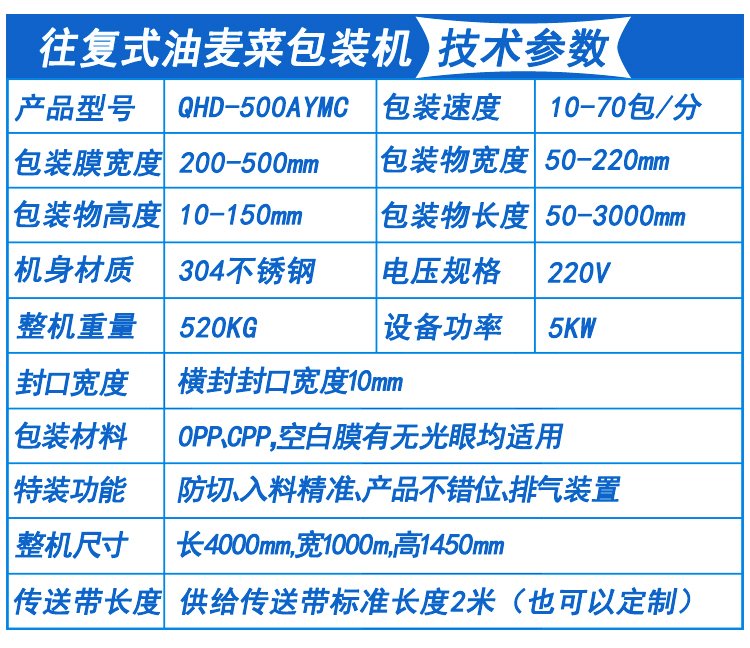 油麥菜包裝機技術參數