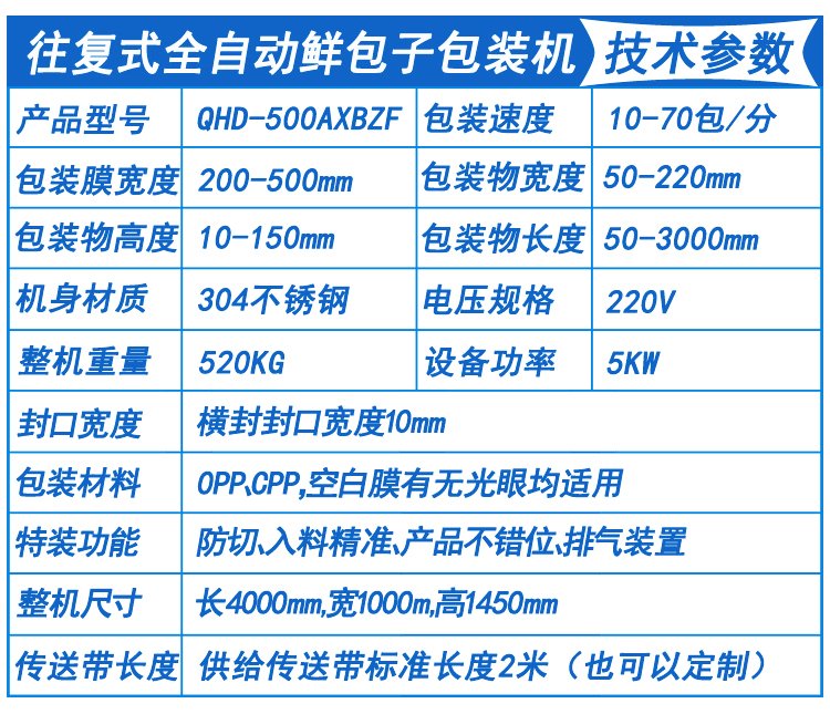 鮮包子包裝機技術參數