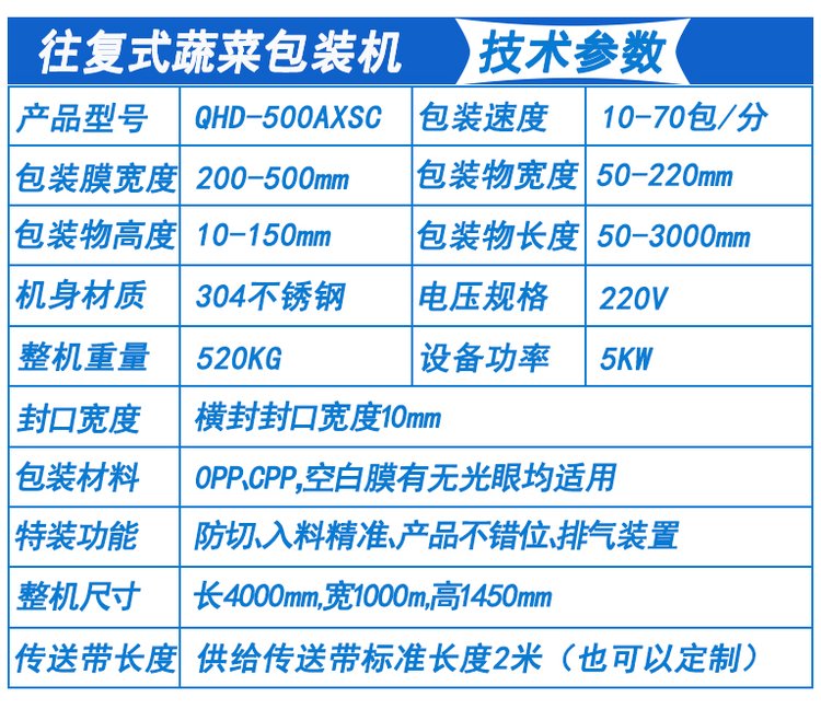 蔬菜包裝機技術參數